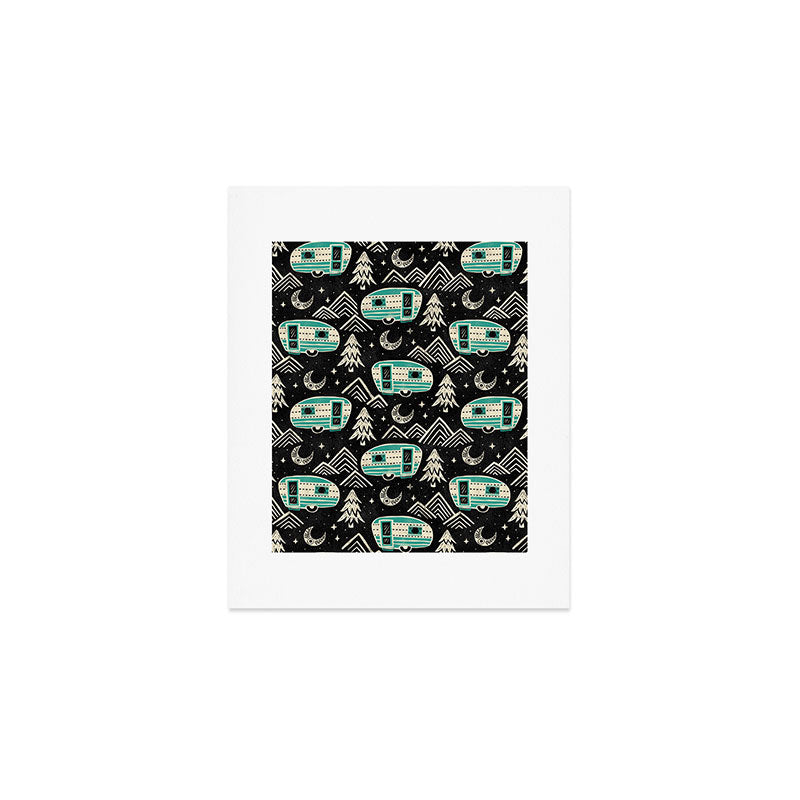 Little Camper - black, cream, and teal Art Print Gallery Image 1