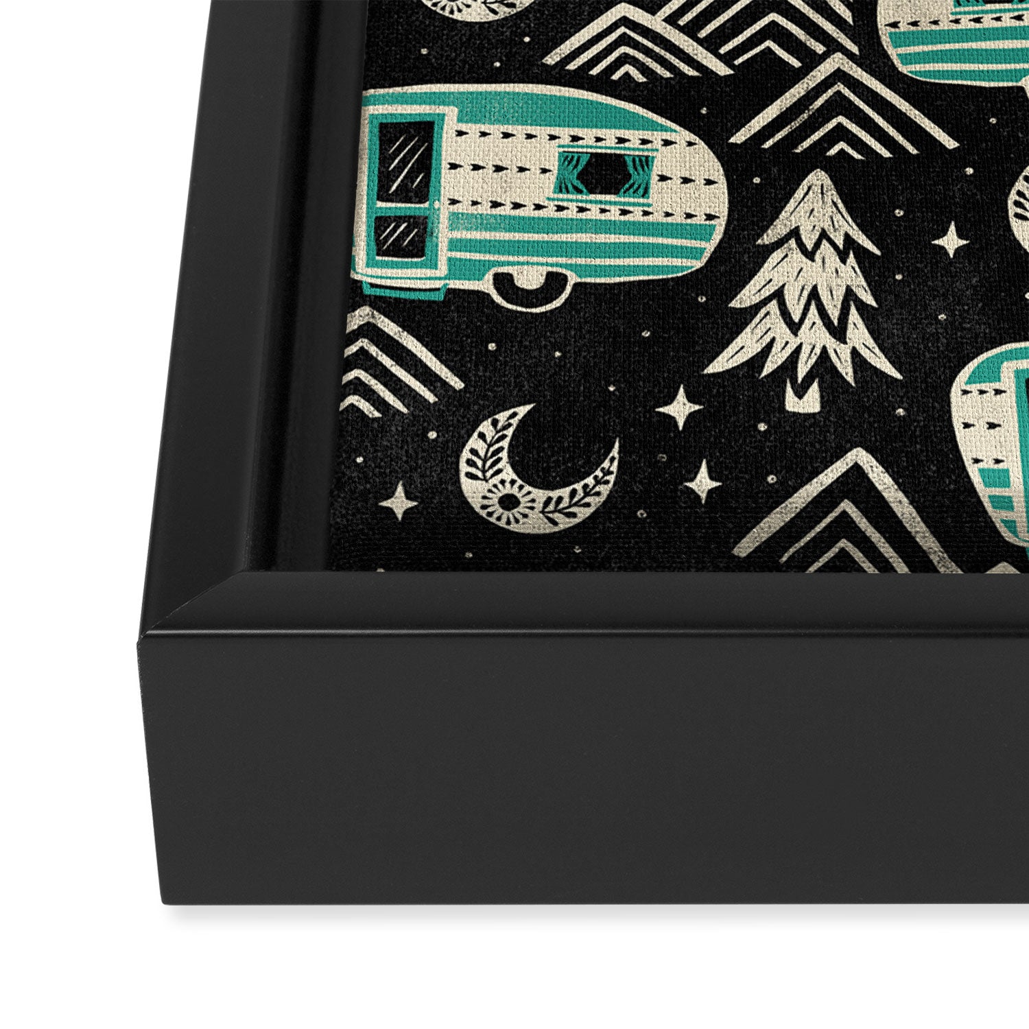 Little Camper - black, cream, and teal Framed Canvas Print Gallery Image 3