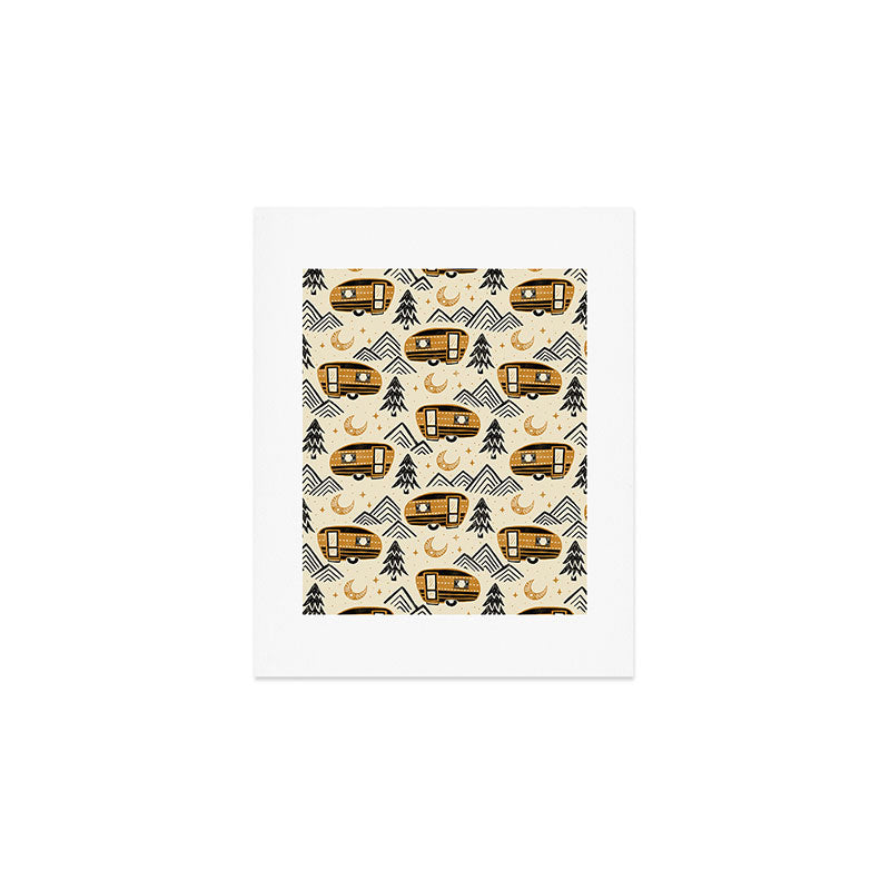 Little Camper - Cream, black, and gold Art Print Gallery Image 1