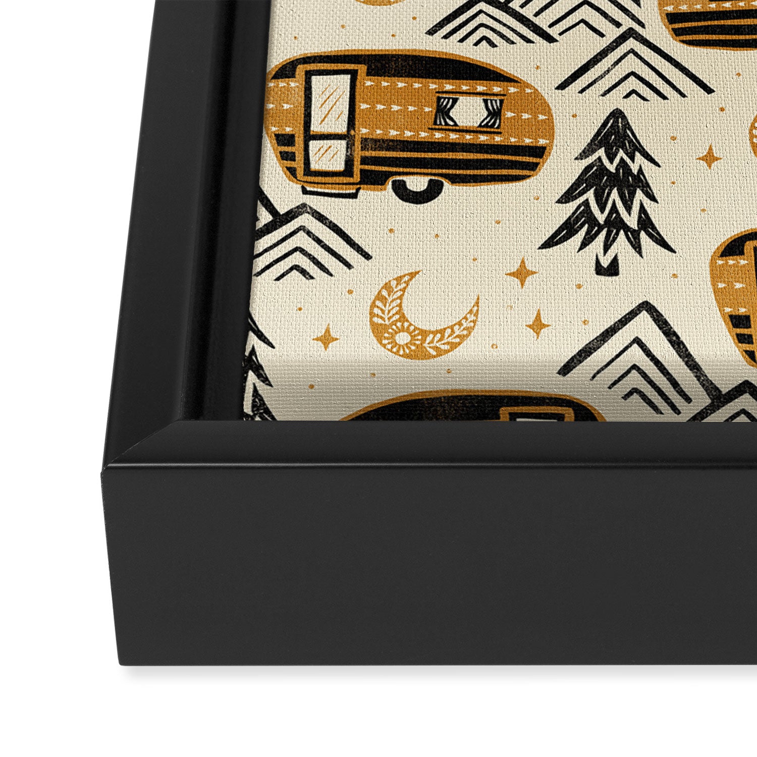 Little Camper - Cream, black, and gold Framed Canvas Print Gallery Image 3