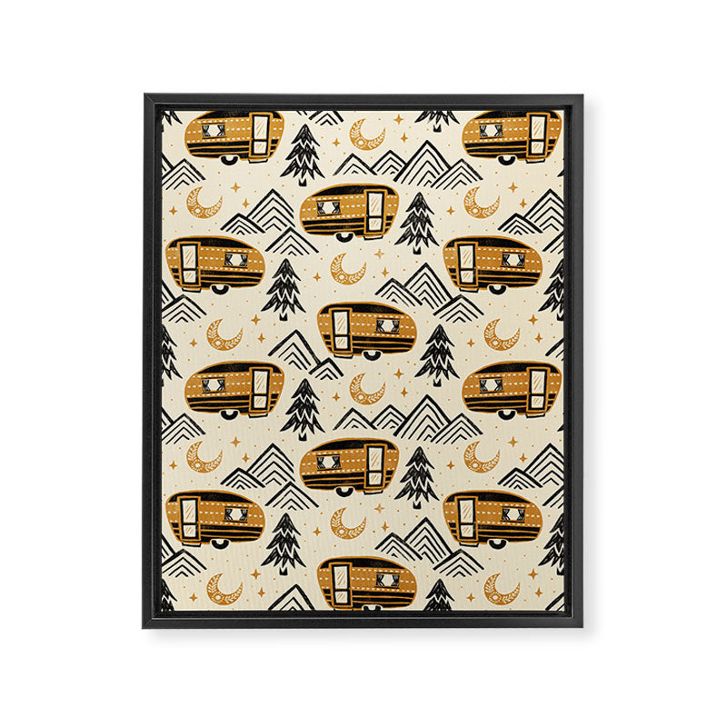 Little Camper - Cream, black, and gold Framed Canvas Print Gallery Image 8