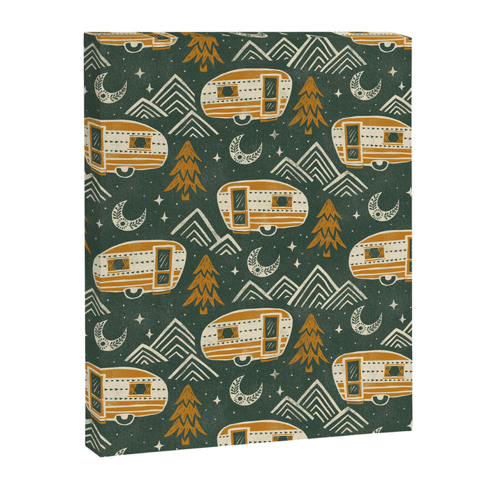 Little Camper - forest green and gold Canvas Print Gallery Image 1