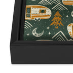 Little Camper - forest green and gold Framed Canvas Print Gallery Image 3