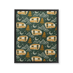 Little Camper - forest green and gold Framed Canvas Print Gallery Image 8