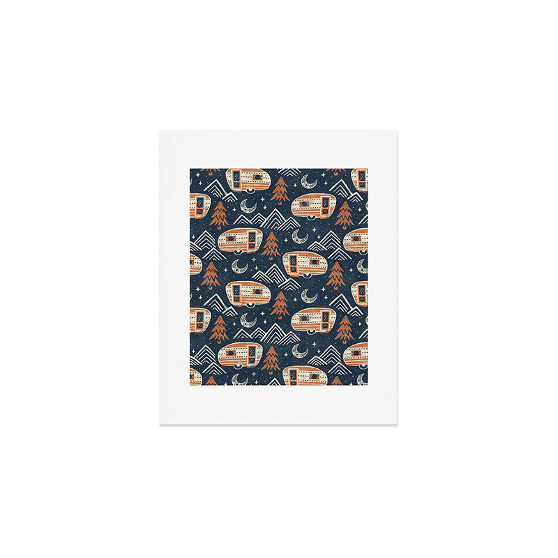Little Camper - midnight and copper  Art Print Gallery Image 1