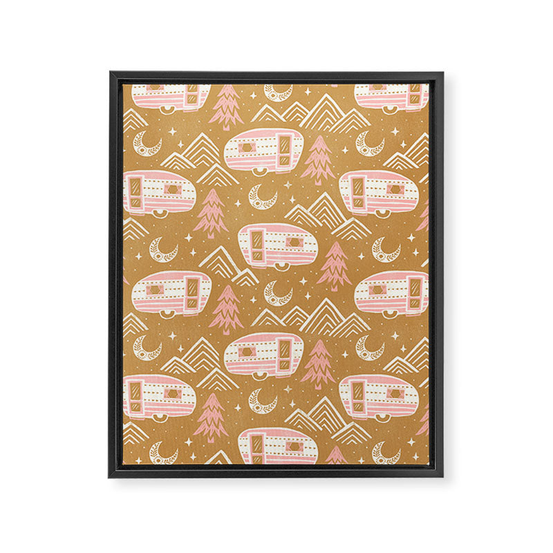 Little Camper - pink and gold Framed Canvas Print Gallery Image 8