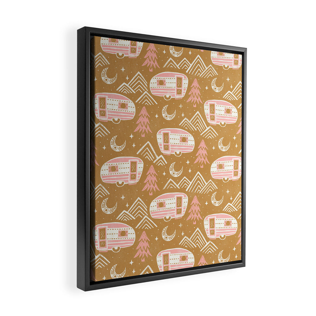 Little Camper - pink and gold Framed Canvas Print Gallery Image 2