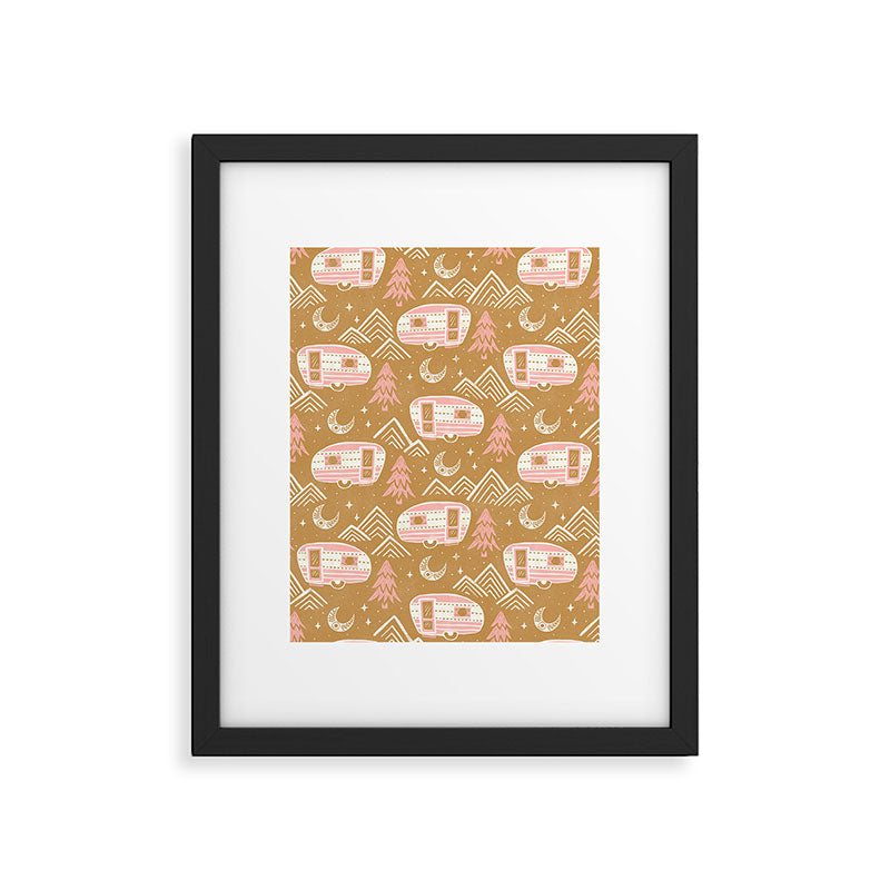 Little Camper - pink and gold Framed Art Print Gallery Image 6
