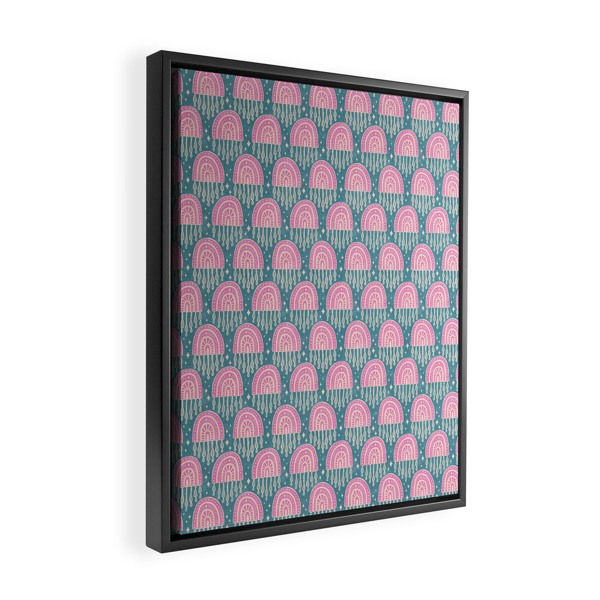 Little Rainbows - orchid and blue Framed Canvas Print Gallery Image 2