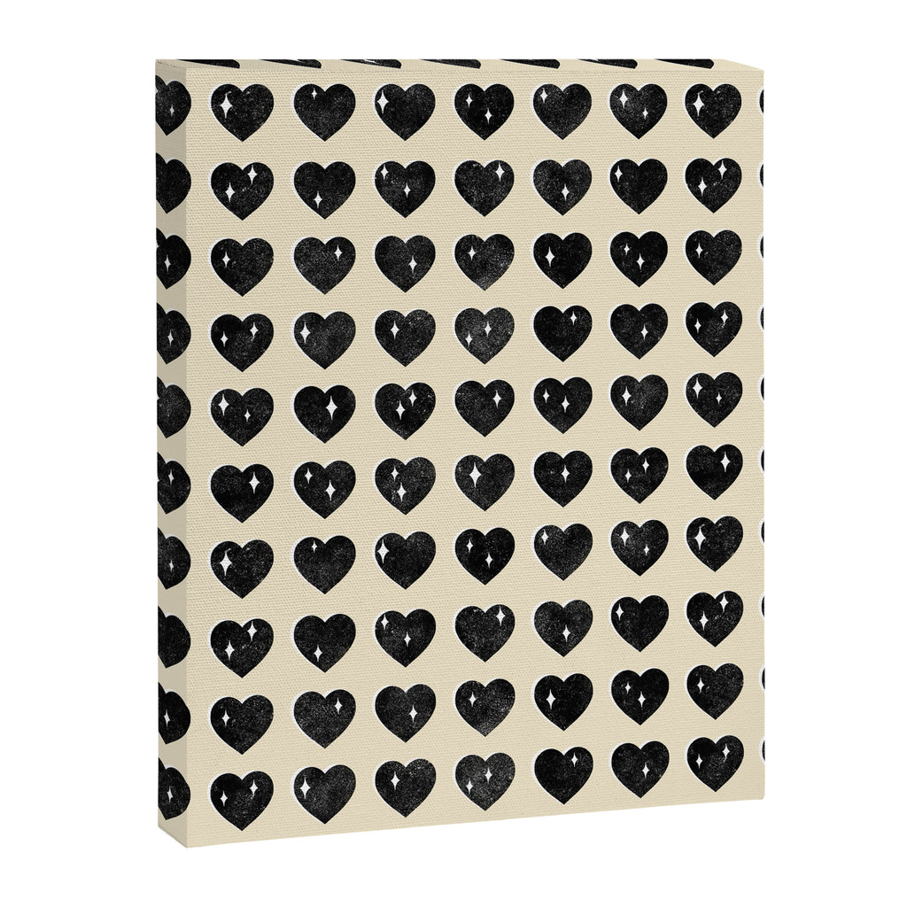 Love Hearts - black and cream Canvas Print Gallery Image 8