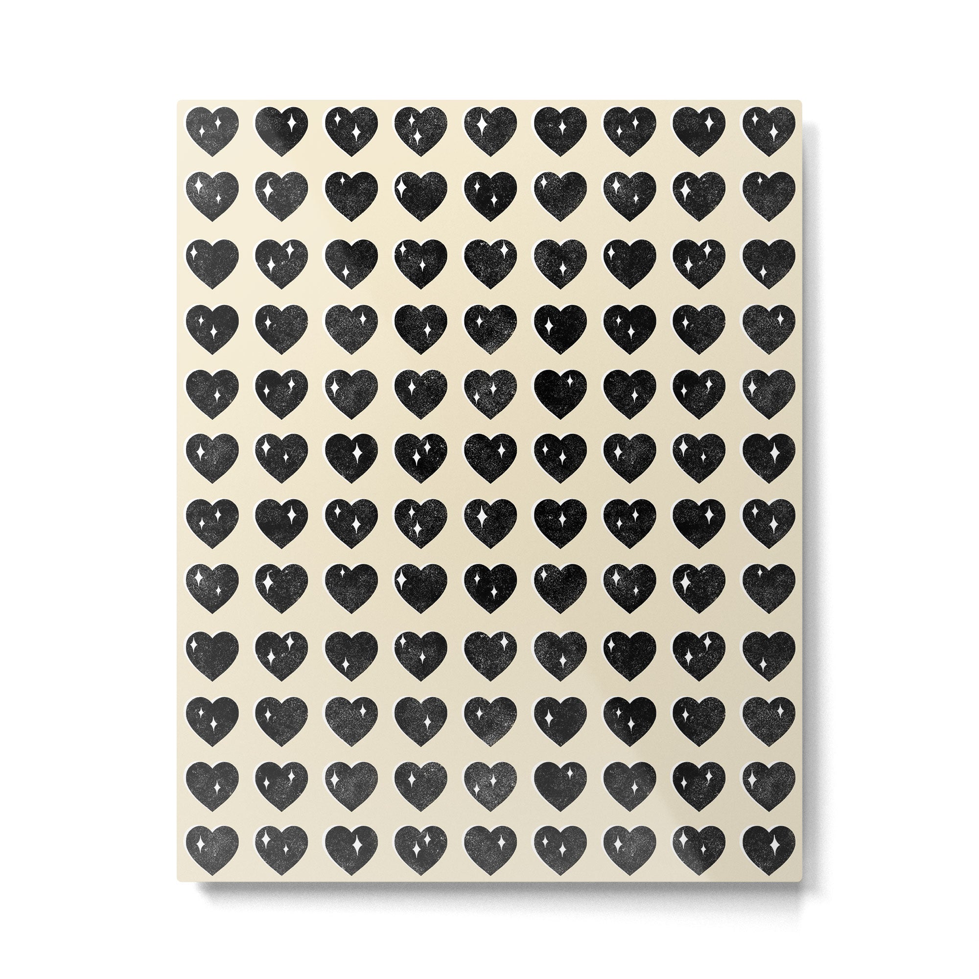Love Hearts - black and cream Metal Print Gallery Image 6
