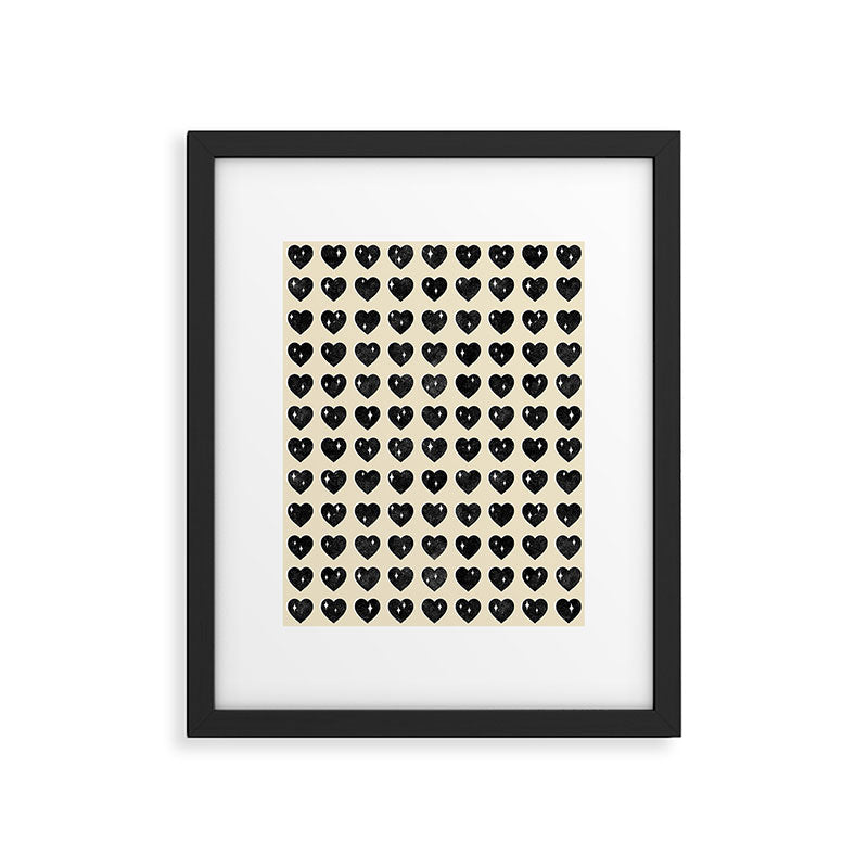 Love Hearts - black and cream Framed Art Print Gallery Image 6