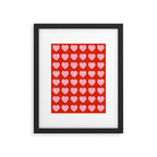 Love Hearts - pink hearts on red Framed Art Print Gallery Image 6