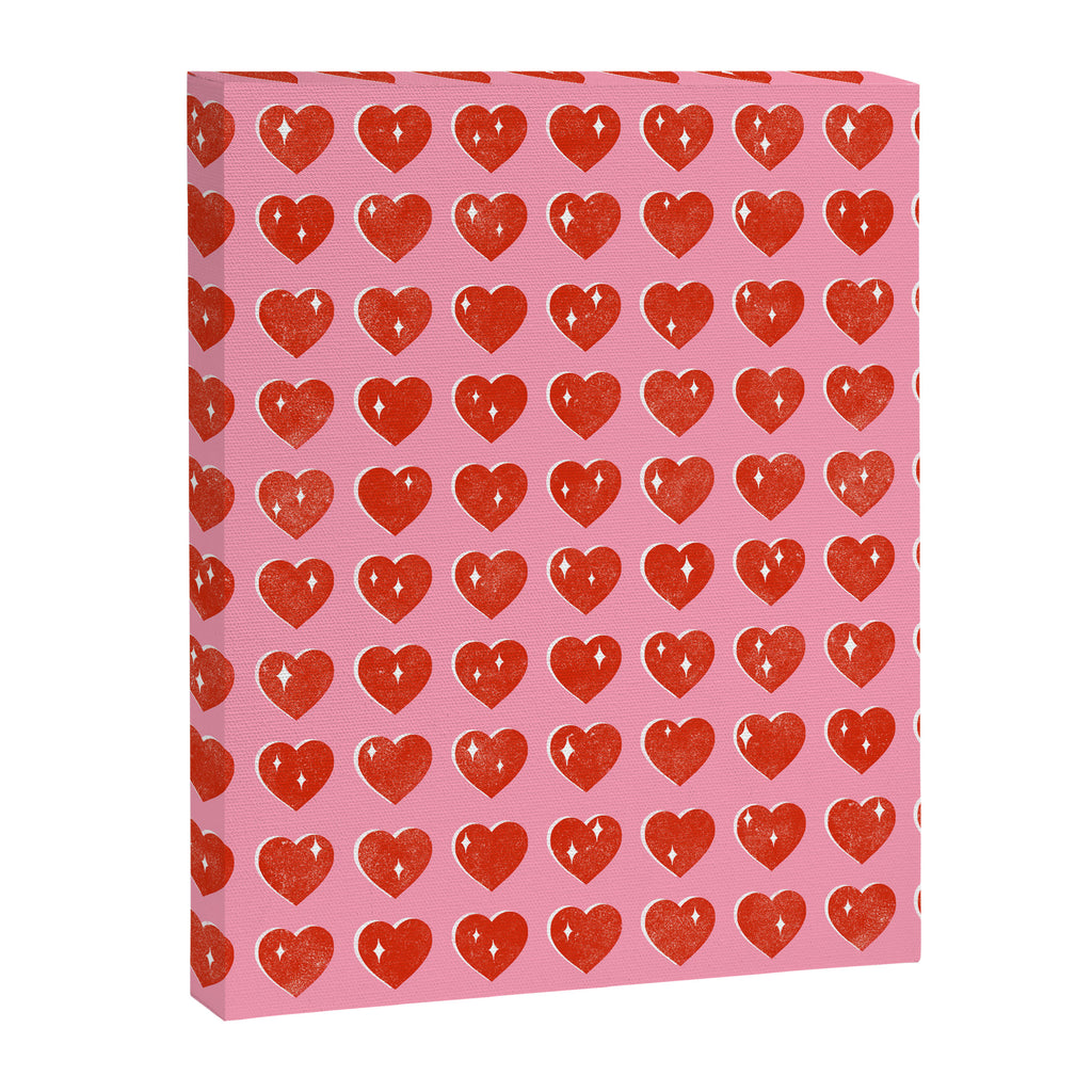 Love Hearts - red on pink Canvas Print Gallery Image 8
