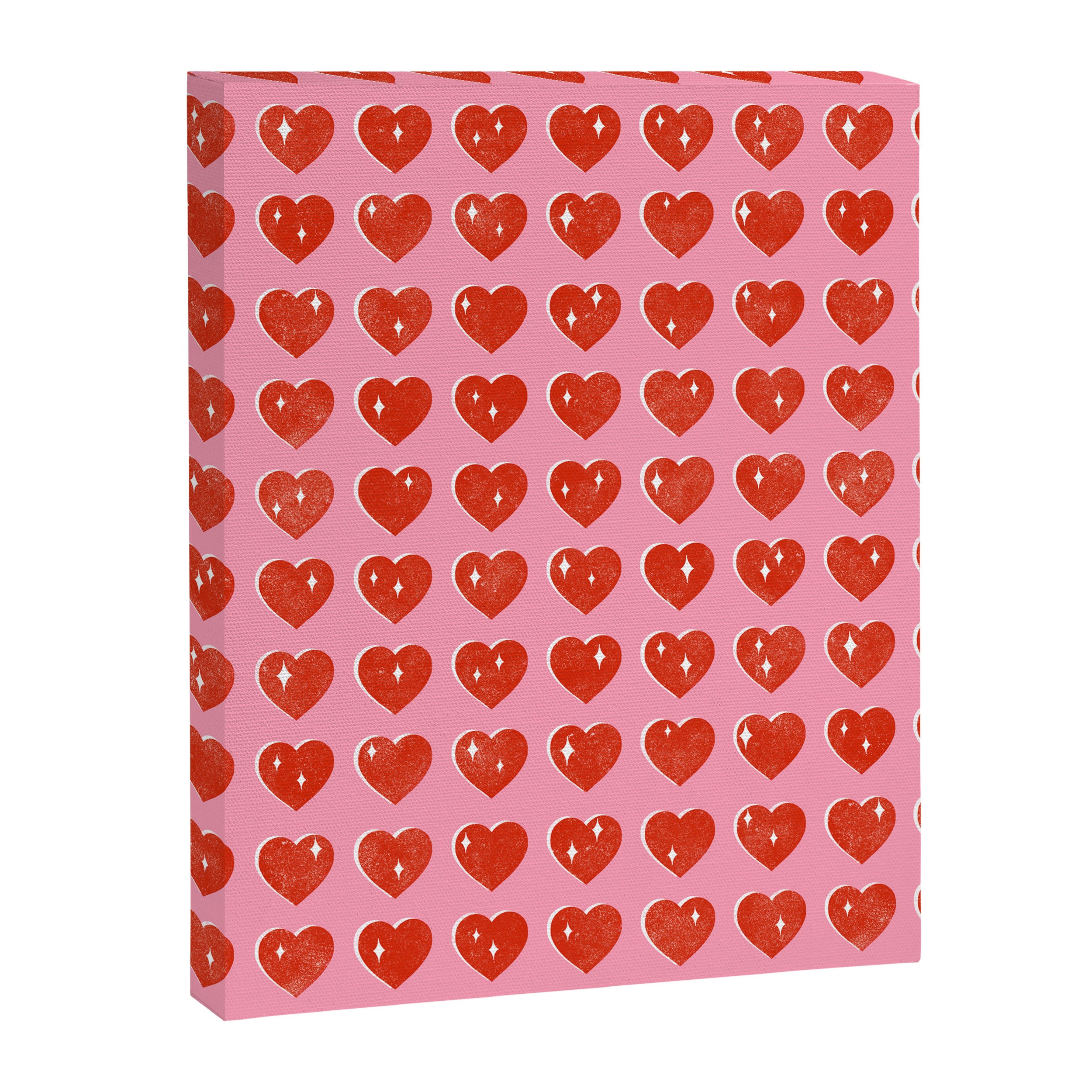 Love Hearts - red on pink Canvas Print Gallery Image 8