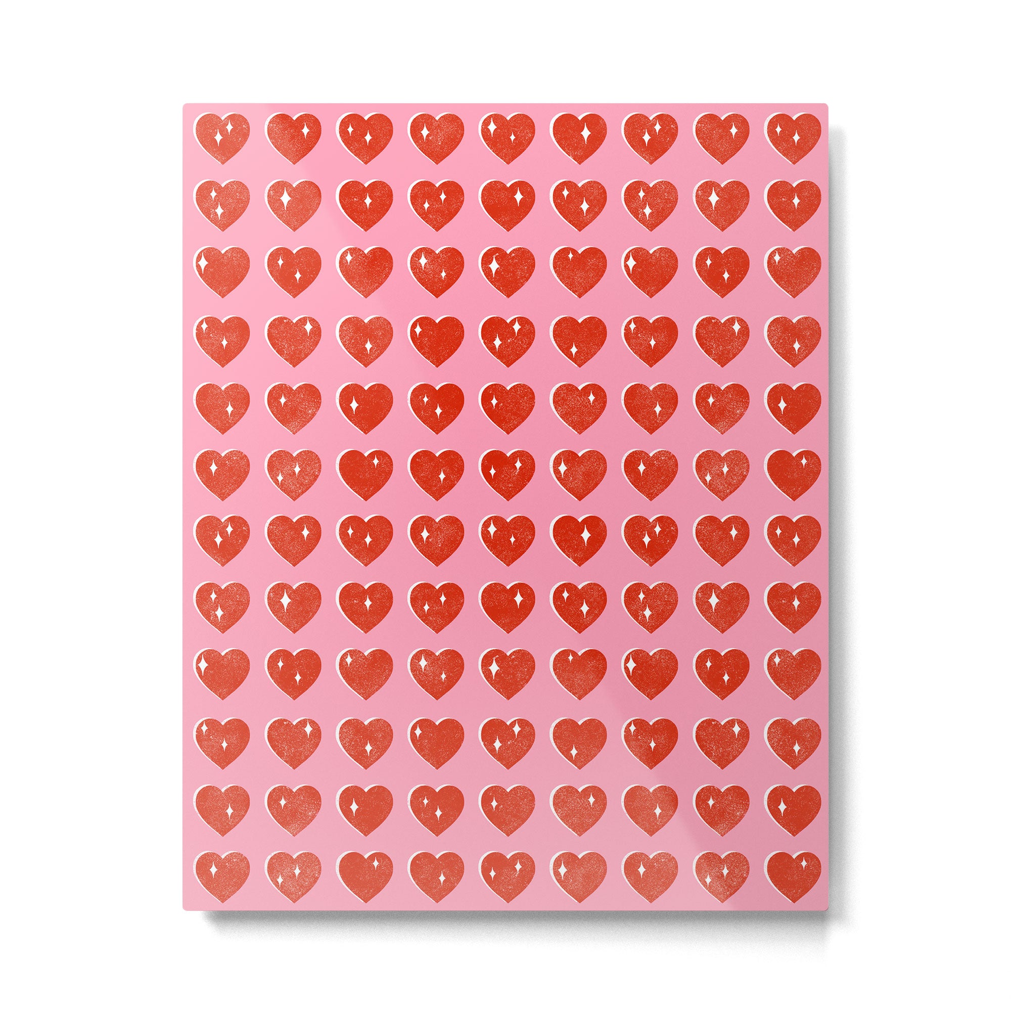 Love Hearts - red on pink Metal Print Gallery Image 6