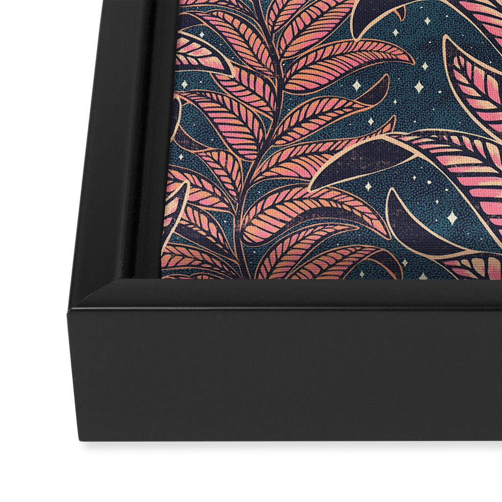 Magic Jungle Vine - midnight & peach Framed Canvas Print Gallery Image 3