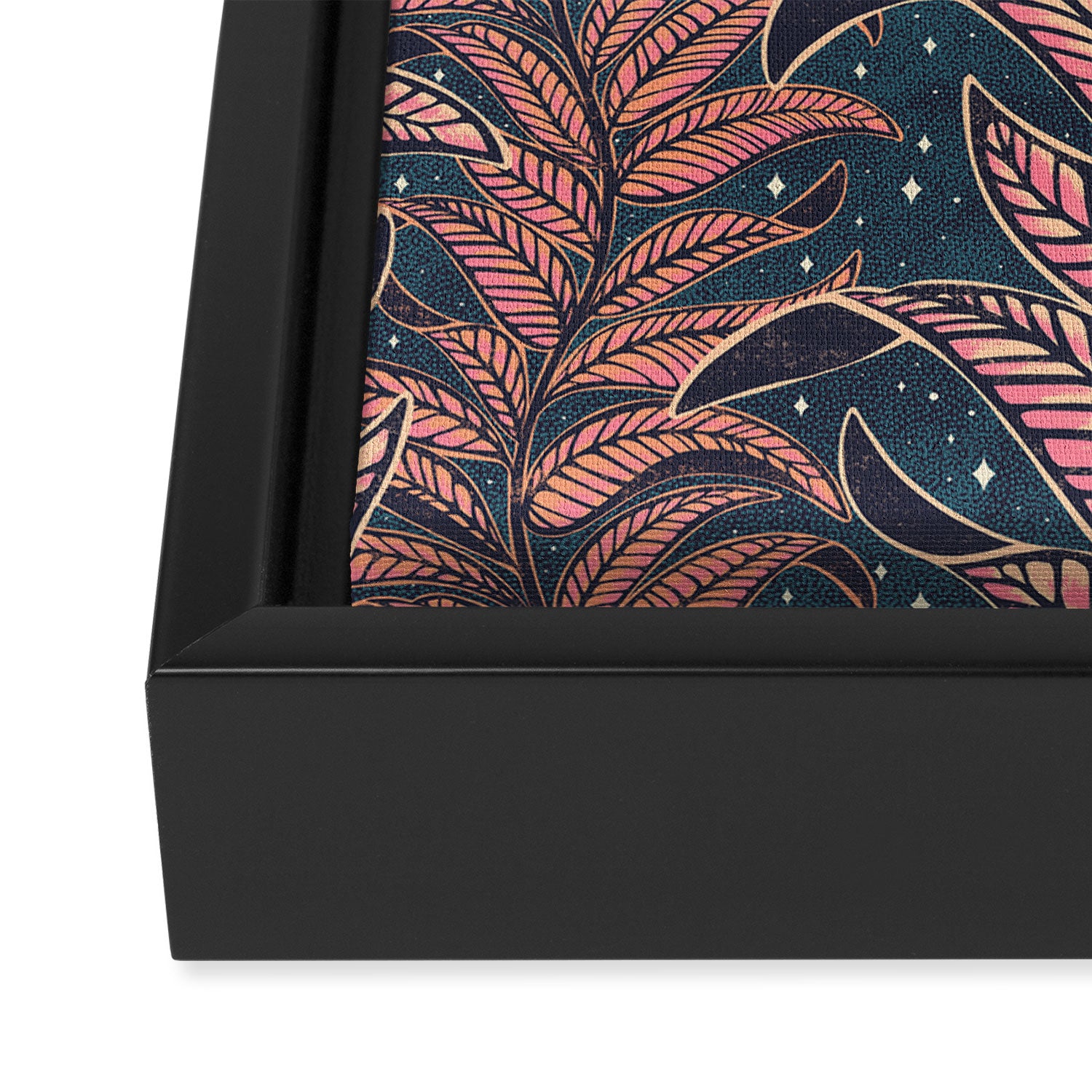 Magic Jungle Vine - midnight & peach Framed Canvas Print Gallery Image 3