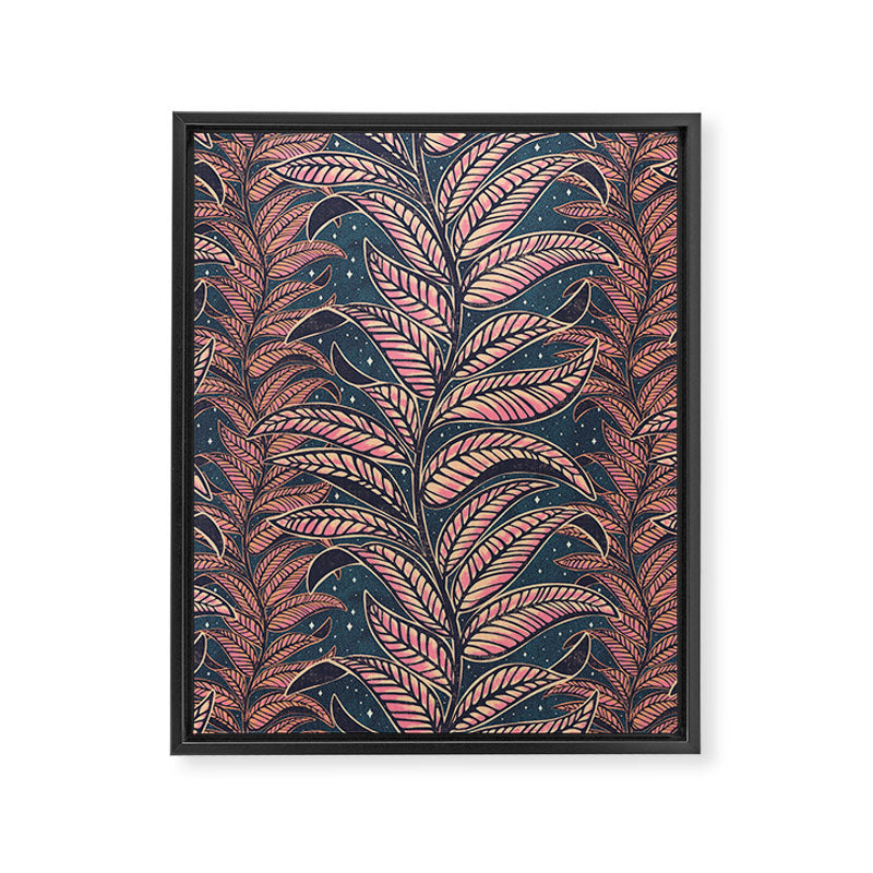 Magic Jungle Vine - midnight & peach Framed Canvas Print Gallery Image 8