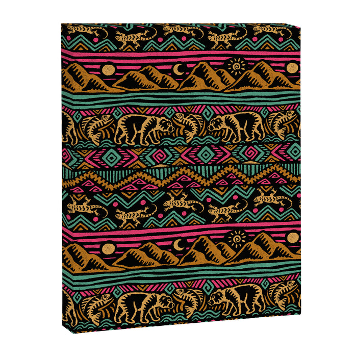 Mangatsika Mountain Stripe - Gold, pink, and teal Canvas Print Gallery Image 1