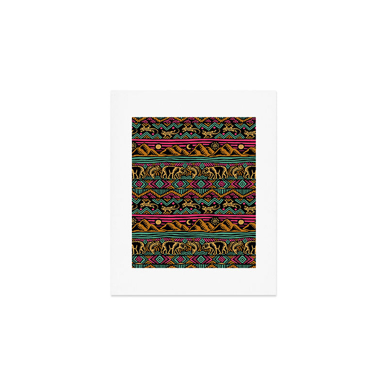 Mangatsika Mountain Stripe - Gold, pink, and teal Art Print Gallery Image 1