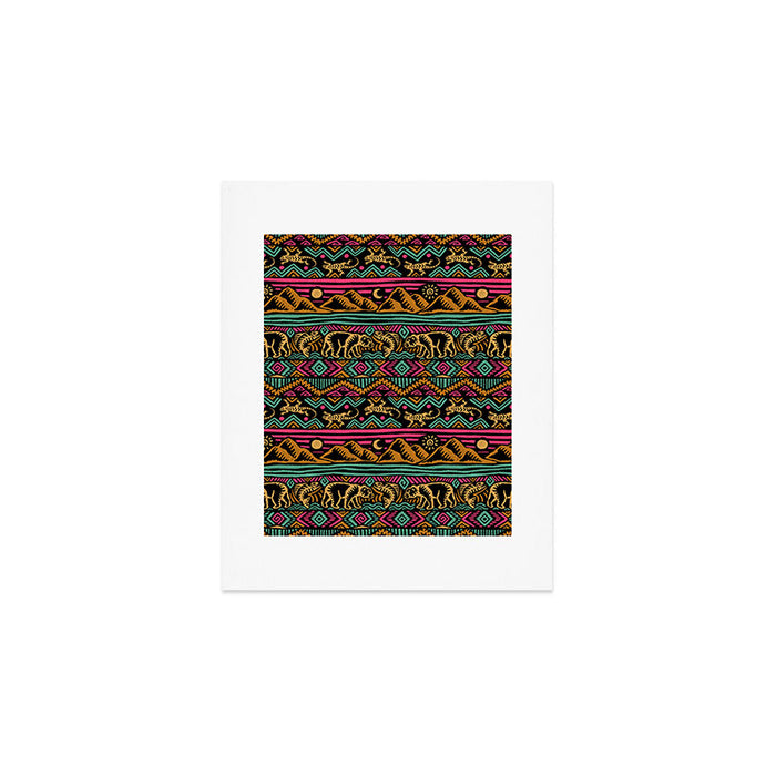 Mangatsika Mountain Stripe - Gold, pink, and teal Art Print Gallery Image 1