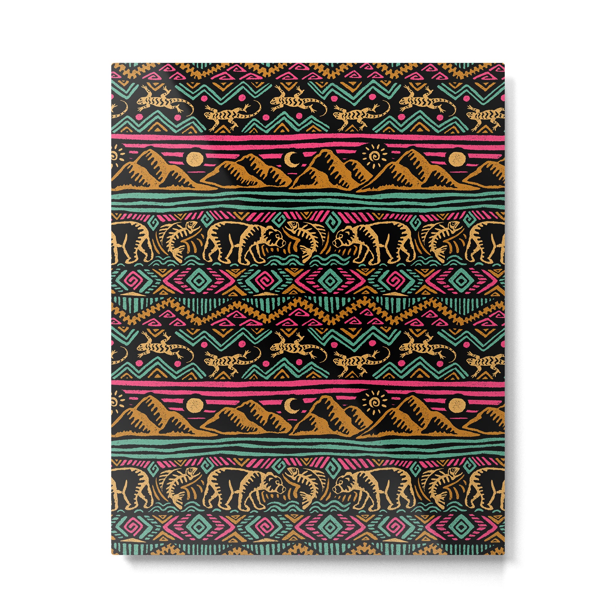 Mangatsika Mountain Stripe - Gold, pink, and teal Metal Print Gallery Image 6