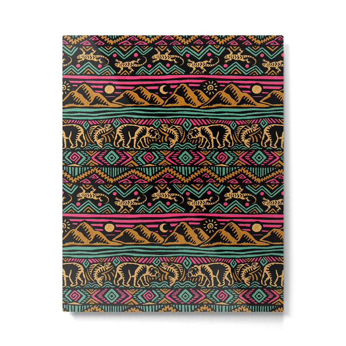 Mangatsika Mountain Stripe - Gold, pink, and teal Metal Print Gallery Image 1