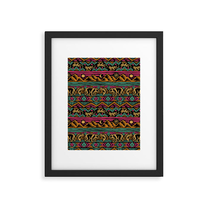 Mangatsika Mountain Stripe - Gold, pink, and teal Framed Art Print Gallery Image 1