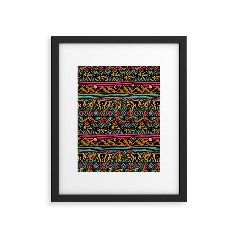 Mangatsika Mountain Stripe - Gold, pink, and teal Framed Art Print Gallery Image 6