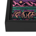 Mangatsika Mountain Stripe - Peach, Teal, Purple Framed Canvas Print Gallery Image 3