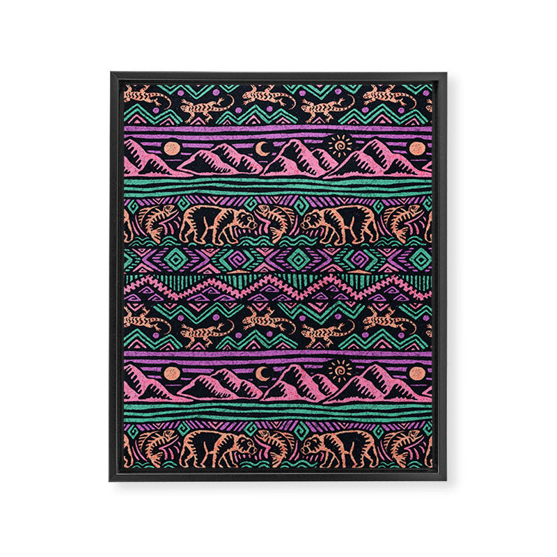 Mangatsika Mountain Stripe - Peach, Teal, Purple Framed Canvas Print Gallery Image 8