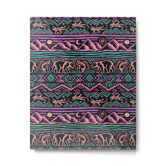 Mangatsika Mountain Stripe - Peach, Teal, Purple Metal Print Gallery Image 1
