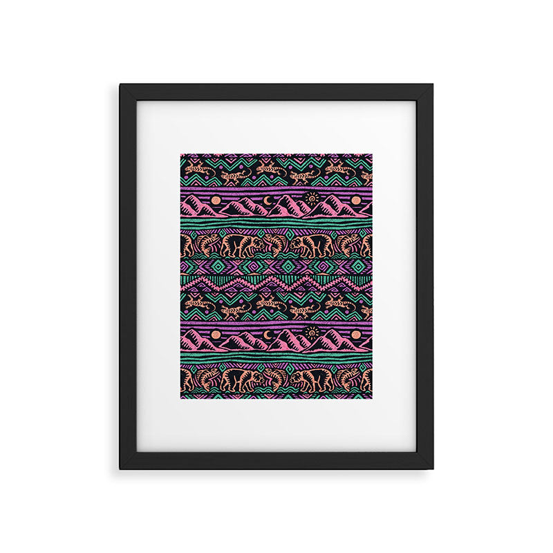 Mangatsika Mountain Stripe - Peach, Teal, Purple Framed Art Print Gallery Image 6