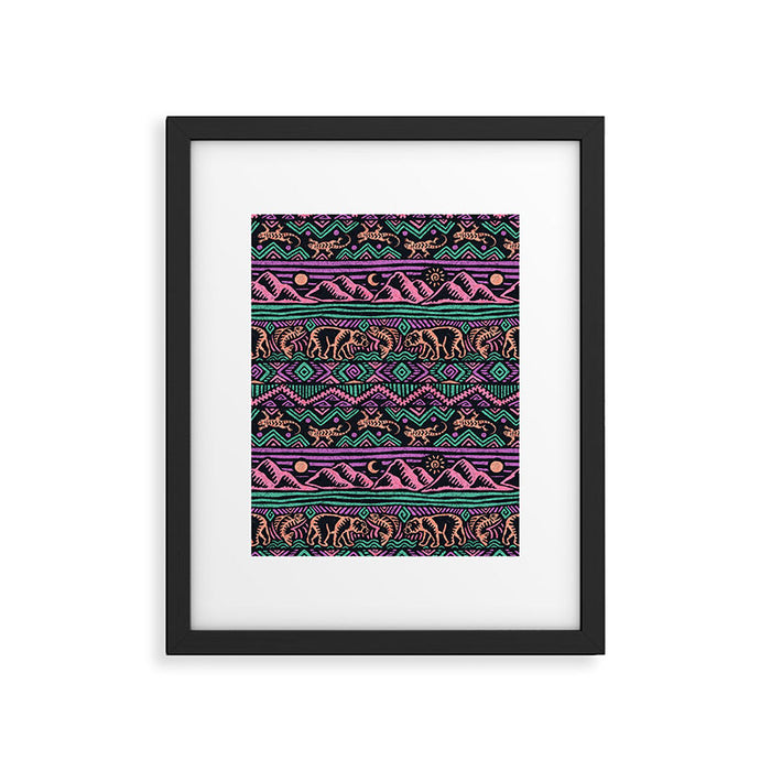 Mangatsika Mountain Stripe - Peach, Teal, Purple Framed Art Print Gallery Image 1