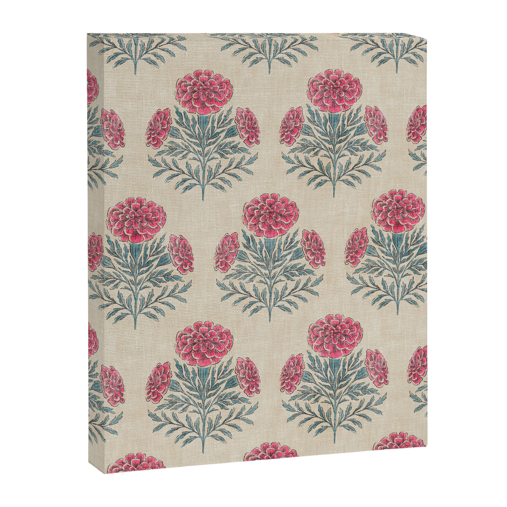 Marigold - pink and teal on linen Canvas Print Gallery Image 8