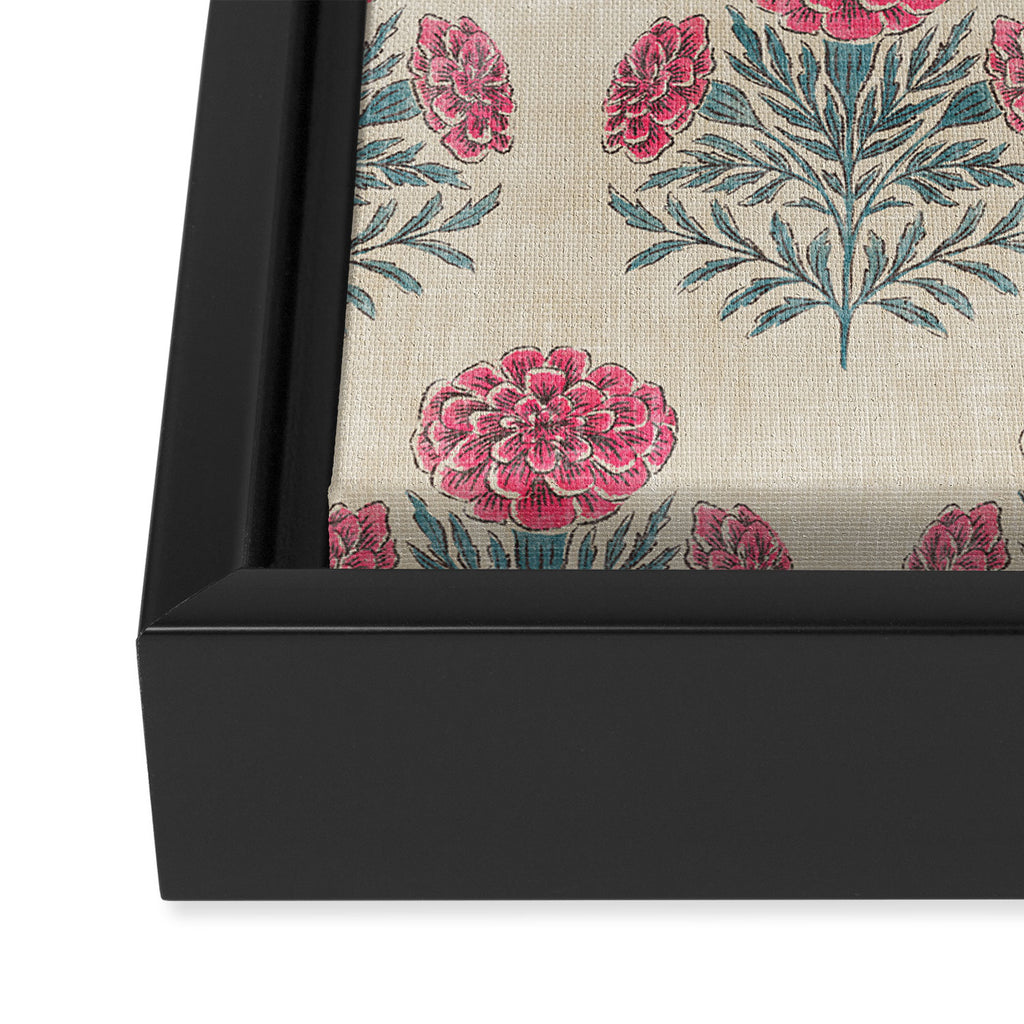 Marigold - pink and teal on linen Framed Canvas Print Gallery Image 3