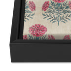 Marigold - pink and teal on linen Framed Canvas Print Gallery Image 3