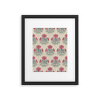 Marigold - pink and teal on linen Framed Art Print Gallery Image 6