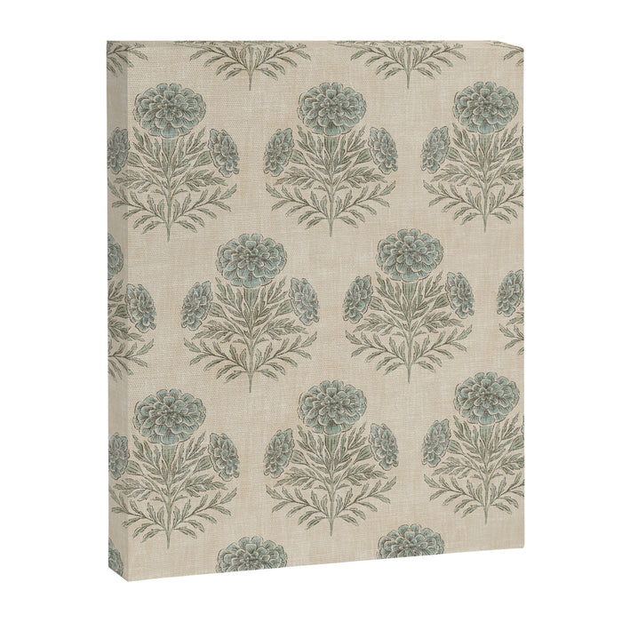 Marigold - sage and dusty blue on linen Canvas Print Gallery Image 1