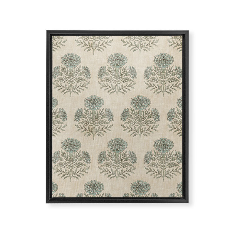 Marigold - sage and dusty blue on linen Framed Canvas Print Gallery Image 8