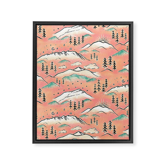Monte Vista - pink peach and teal Framed Canvas Print Gallery Image 1