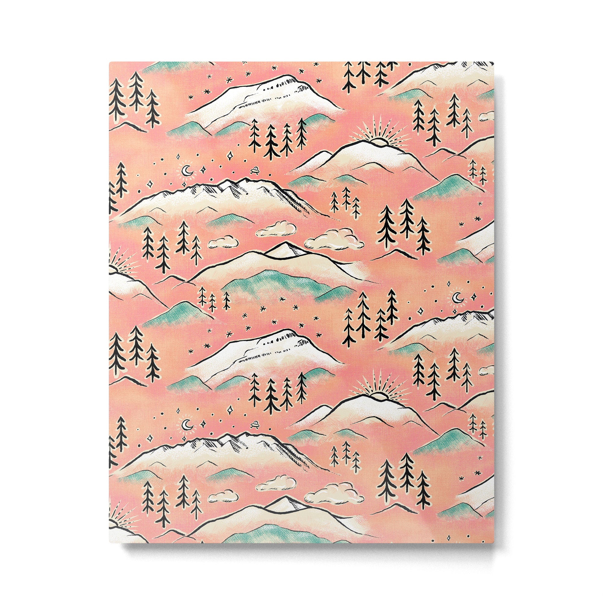 Monte Vista - pink peach and teal Metal Print Gallery Image 6