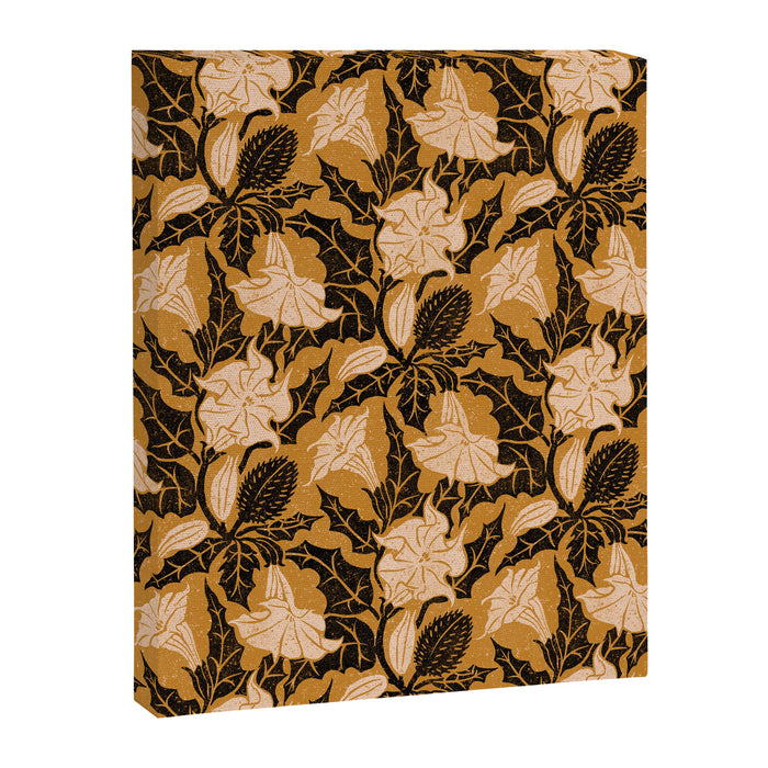 Moon Flower - Black, gold, peach pink Canvas Print Gallery Image 1