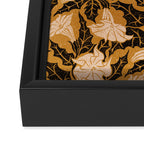 Moon Flower - Black, gold, peach pink Framed Canvas Print Gallery Image 3