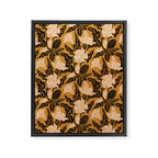 Moon Flower - Black, gold, peach pink Framed Canvas Print Gallery Image 8