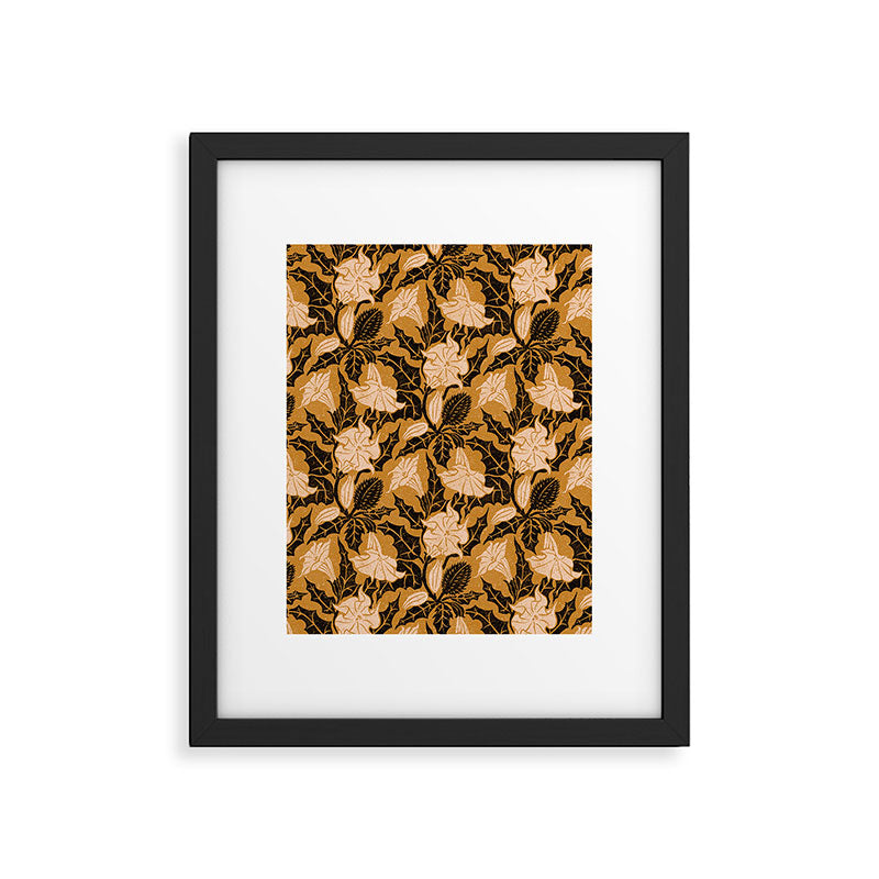 Moon Flower - Black, gold, peach pink Framed Art Print Gallery Image 6