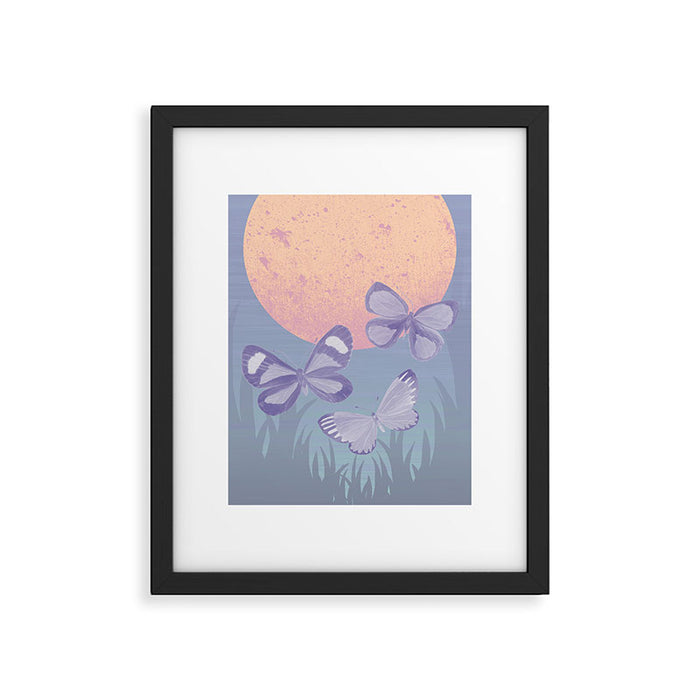 Moonrise Meadow Butterflies Framed Art Print Gallery Image 1