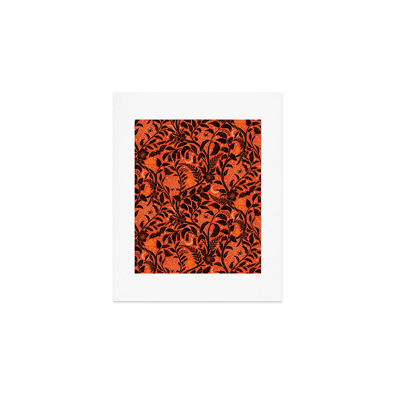 Mysterious Garden - black and orange Art Print Gallery Image 1