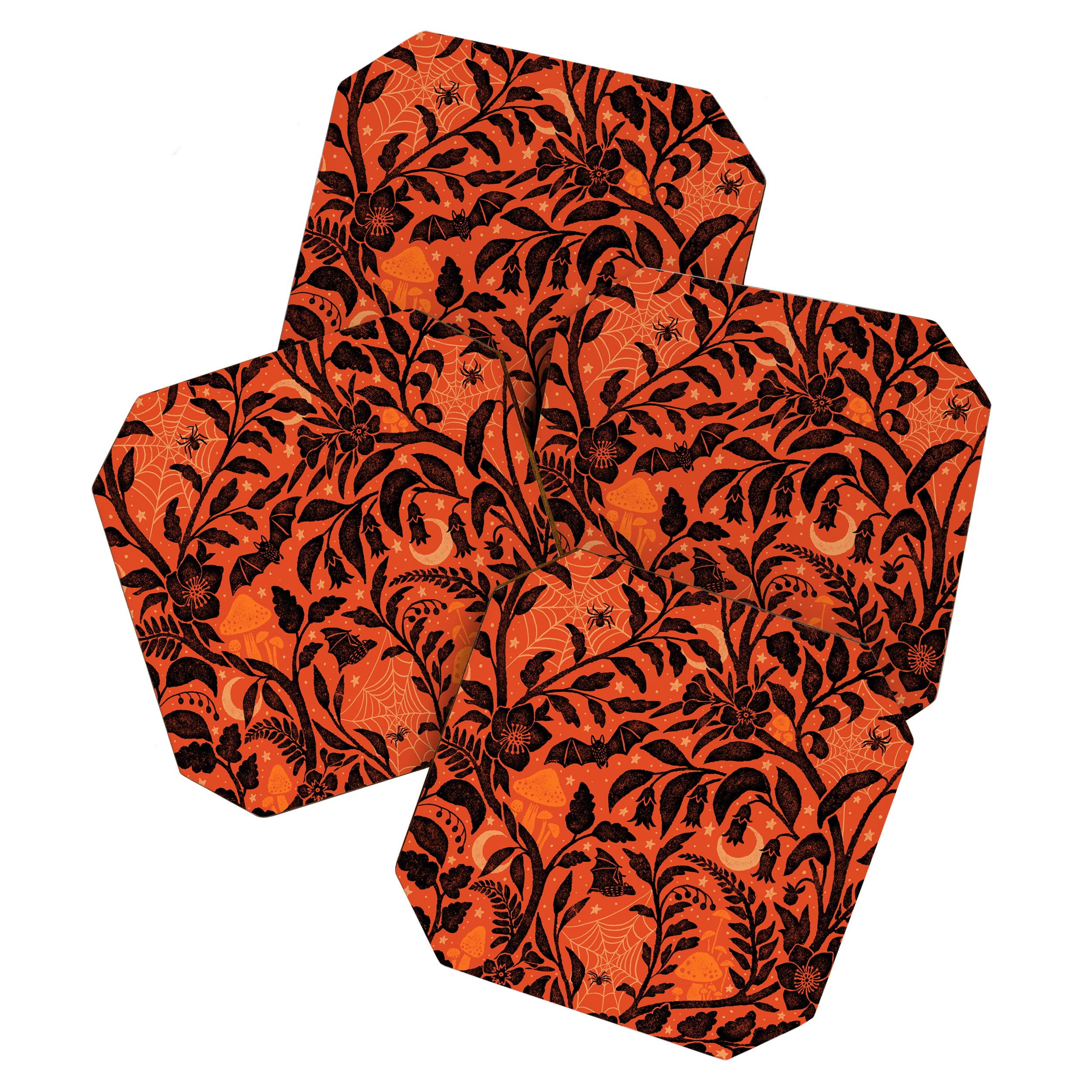 Mysterious Garden - black and orange Coaster Gallery Image 1